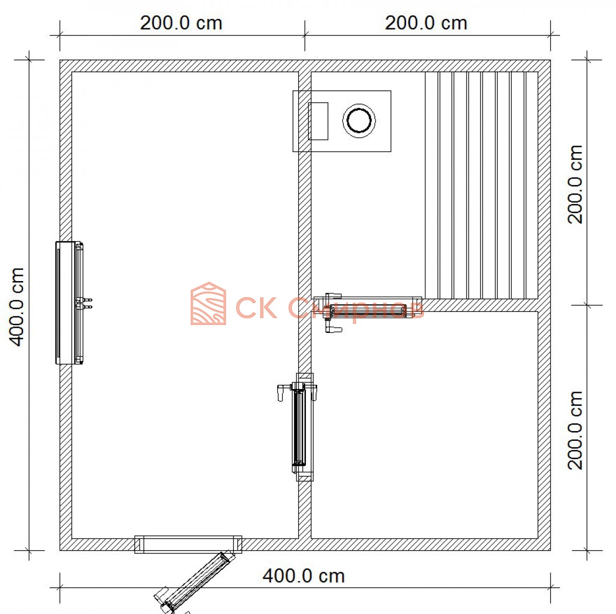 План бани 4х4